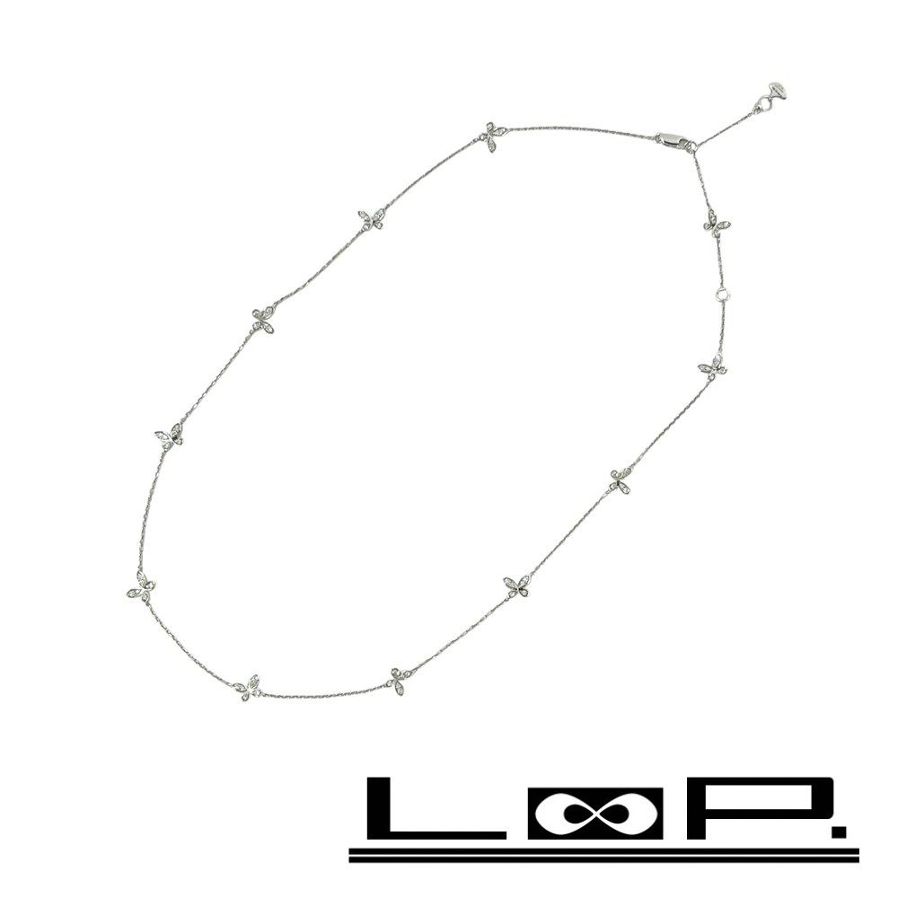 グラフ ■美品■ パヴェ バタフライ プティ ネックレス アクセサリー 蝶 シルバー ダイヤ K18 750WG 4.1g 箱 【590498】8
