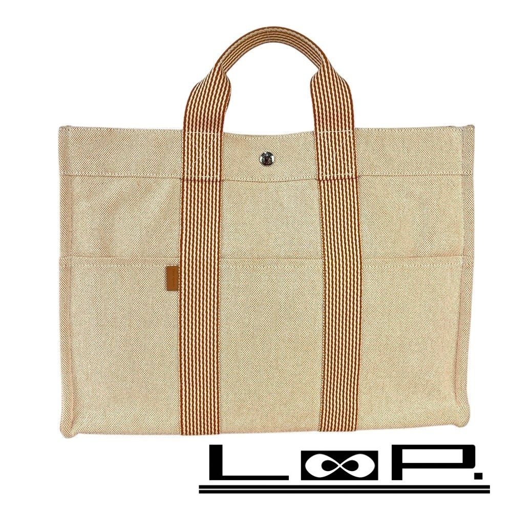 エルメス ■美品■ ニューフールトゥ MM ハンド バッグ キャンバス オレンジ 【532207】1