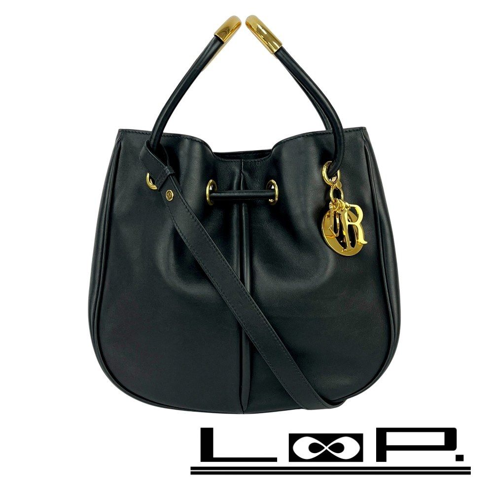 ディオール ■美品■ ノリータ ミディアム ハンド ショルダー バッグ 2WAY GP レザー ブラック ゴールド 【568589】3