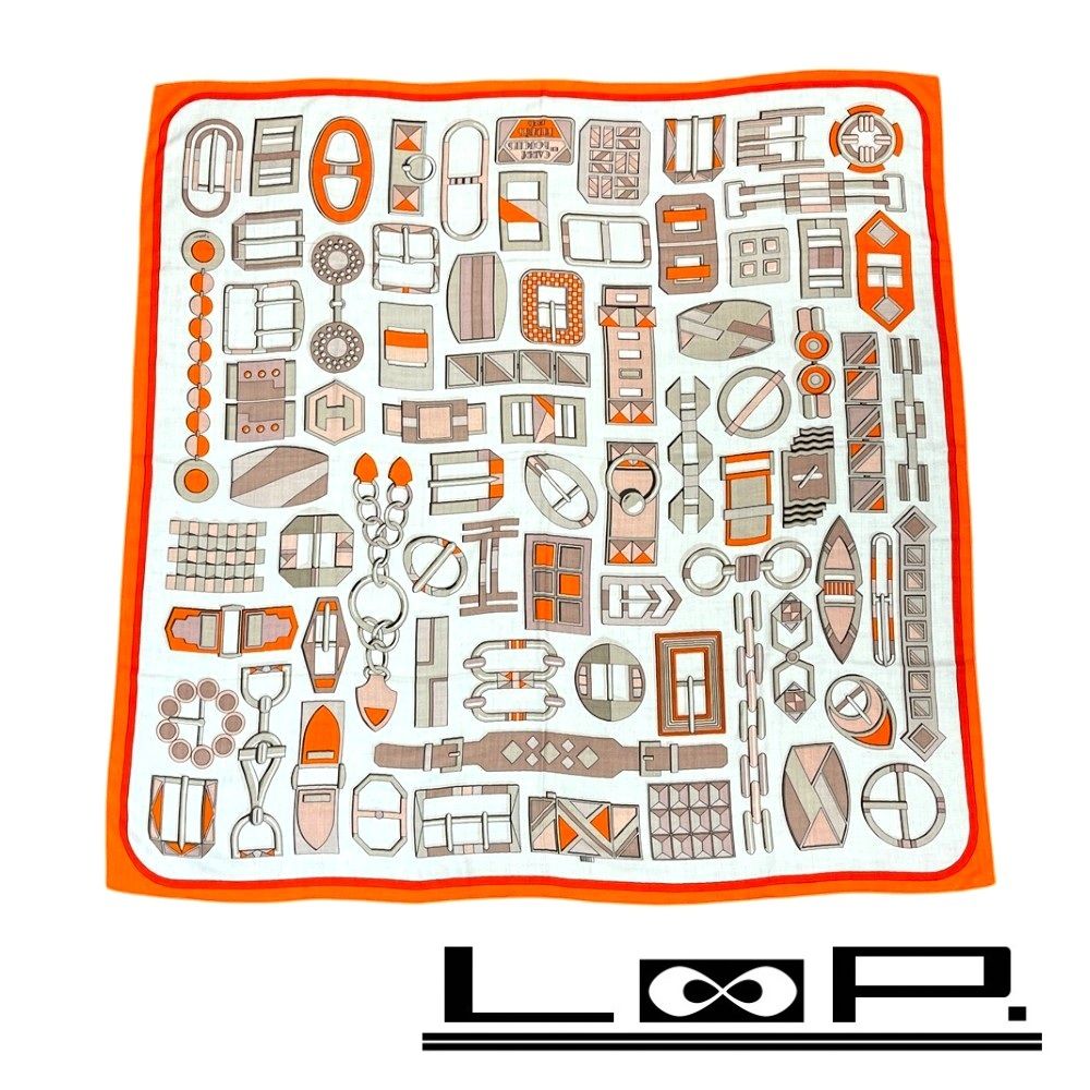 エルメス ■中古■ ストール マフラー 小物 ファッション カシミヤ シルク オレンジ 箱 【532870】12