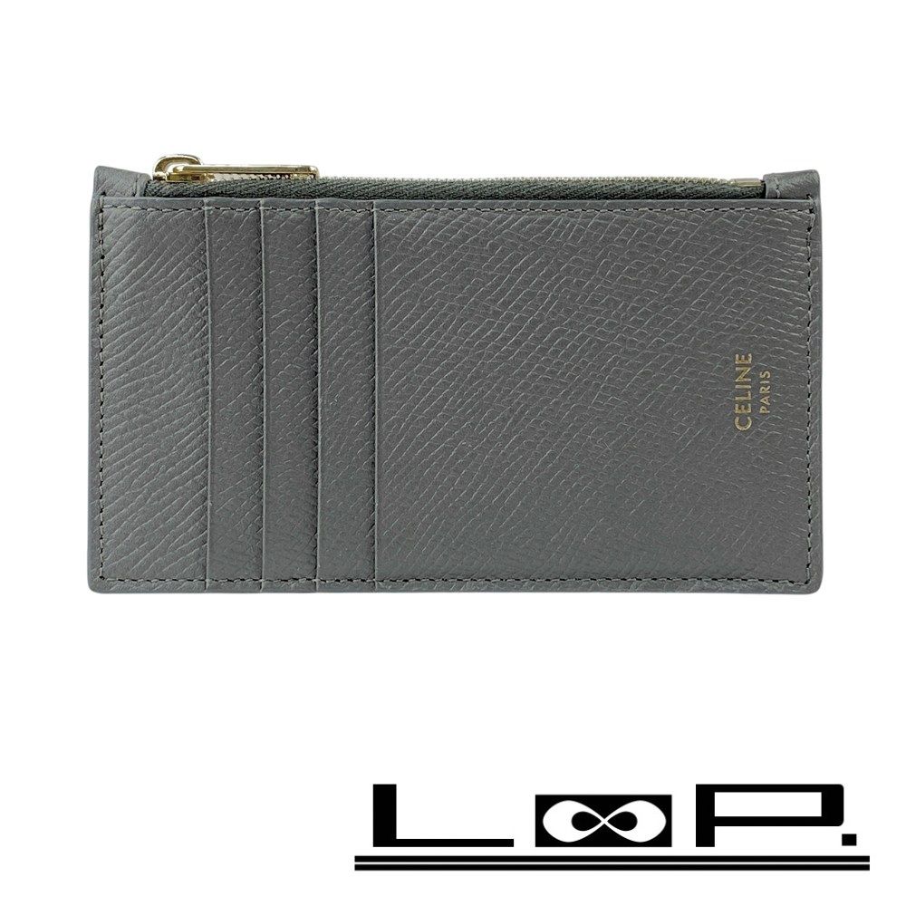 セリーヌ ■美品■ ジップカードホルダー カードケース コインケース 小銭入れ レザー グレー 10J893BEL 【606472】9