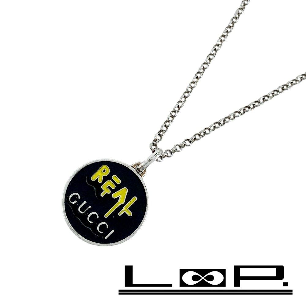 グッチ ■美品■ ゴーストサークル ネックレス アクセサリー シルバー ブラック SV 925 459359 【469206】5