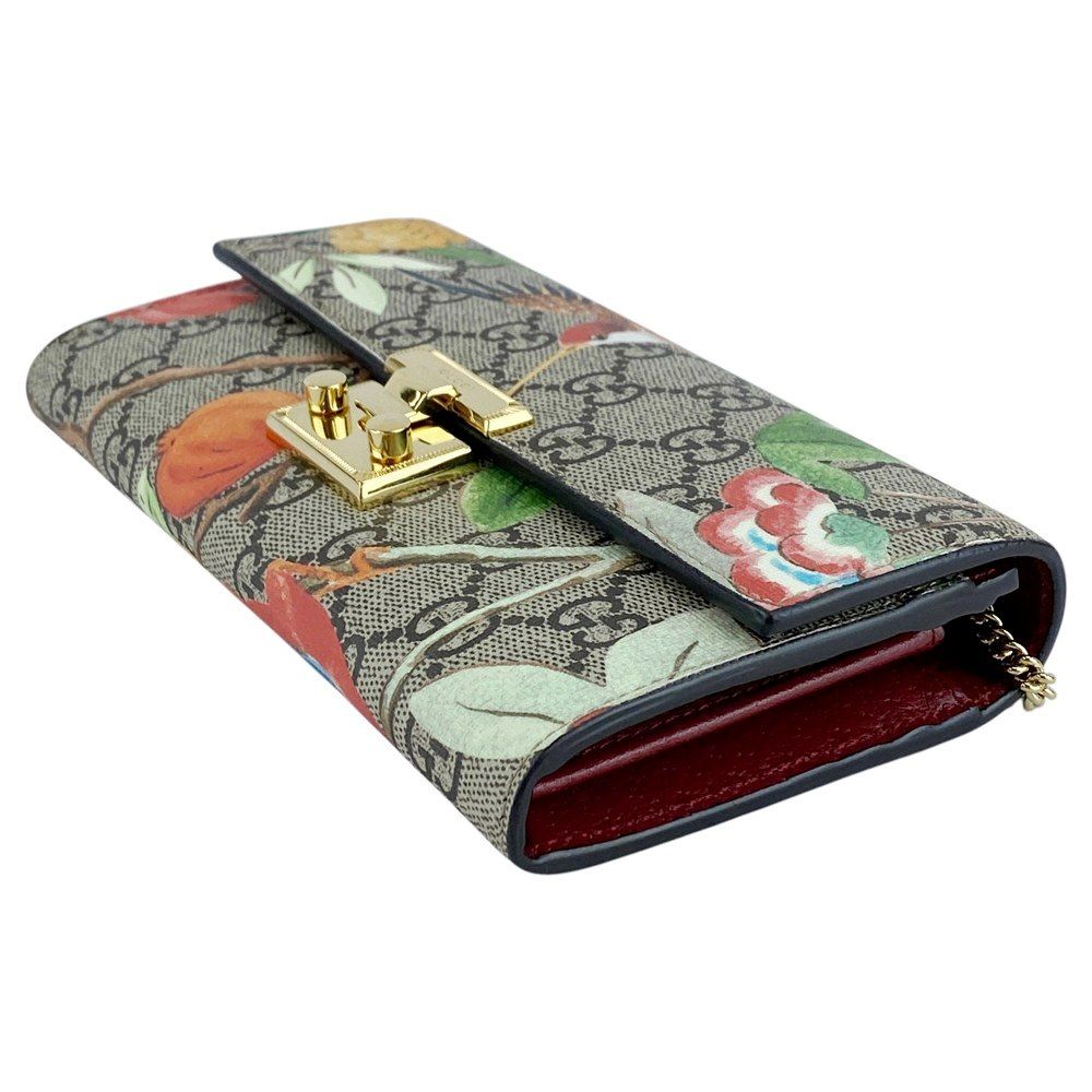 美品 GUCCI 財布 グッチ □未使用□ パドロック チェーン ウォレット 長財布 鳥 GG