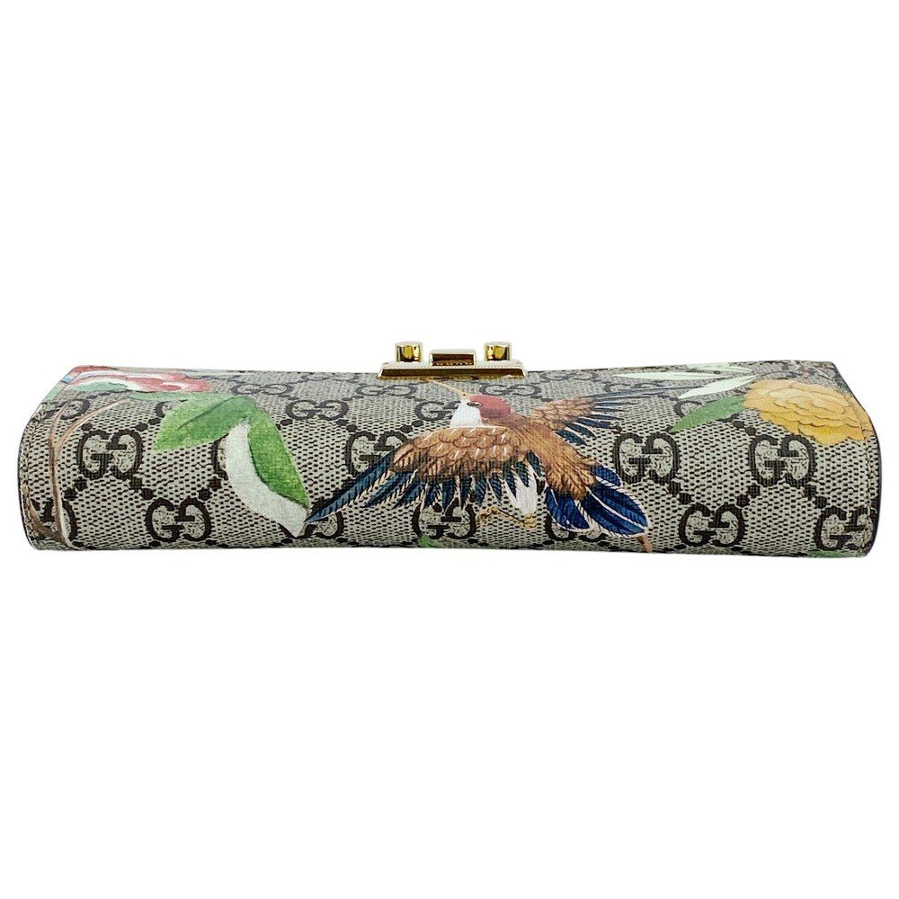 美品 GUCCI 財布 グッチ □未使用□ パドロック チェーン ウォレット 長財布 鳥 GG