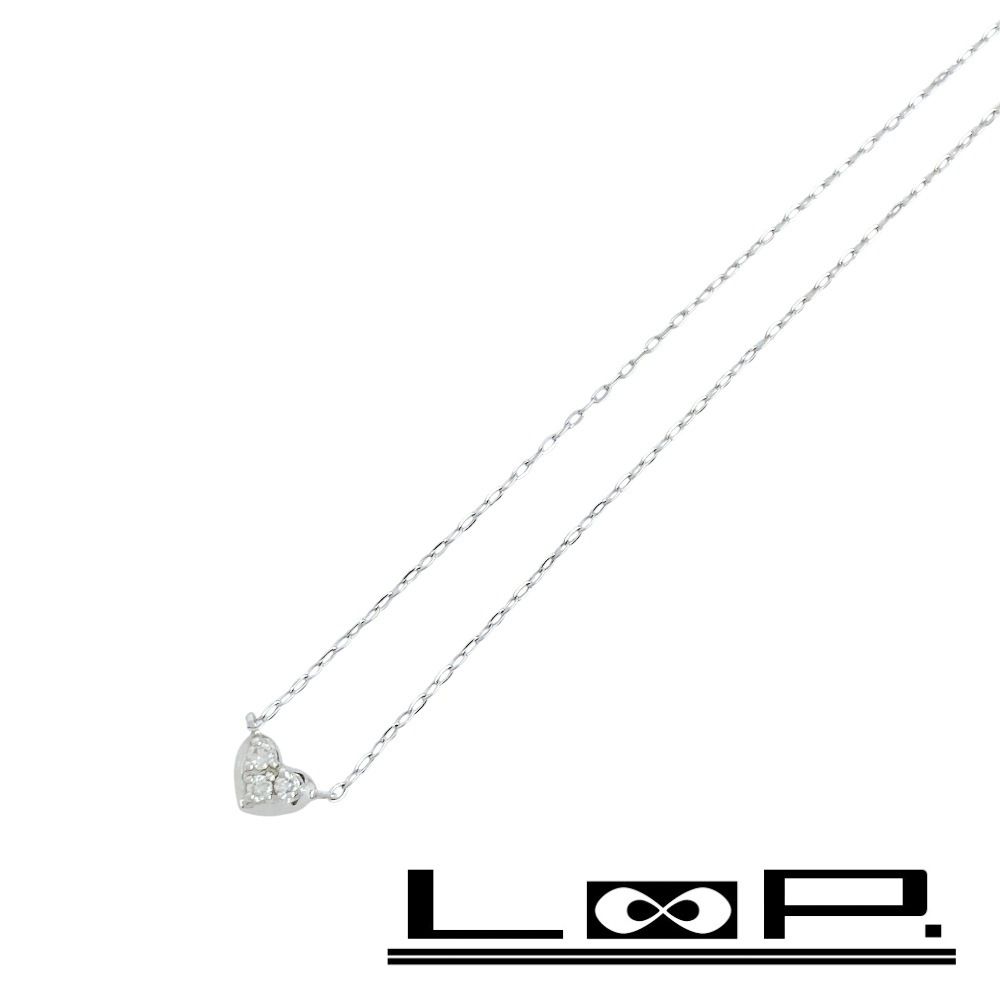 4℃ ■美品■ ハート ネックレス アクセサリー シルバー ダイヤ K18 750 WG 1.2g 【442179】11