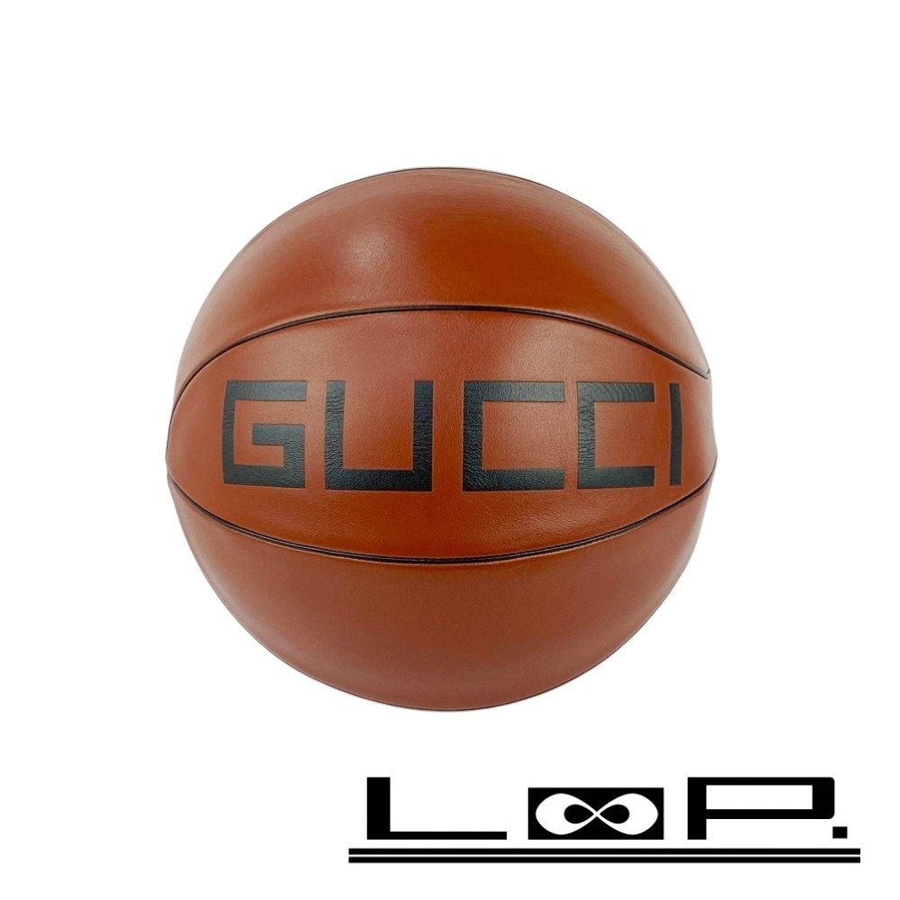グッチ ■未使用■ ロゴ バスケット ボール スポーツ レザー ブラウン 箱 【537196】1