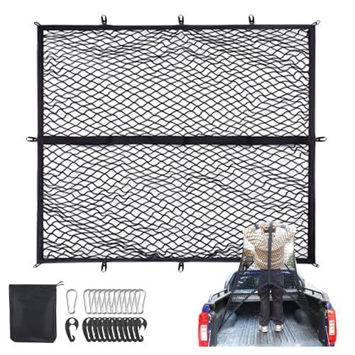 カーゴネット 車用 ラゲ一ジネット ルーフキャリア 90×120cm トラック荷台 素敵な伸縮性 荷物収納 荷物固定 荷崩れ防止 ABS製フック×12 ステンレス製カラビナ×12 収納ポーチ付属 (1層)(沖縄・離島の方発送不可）) 625f645a