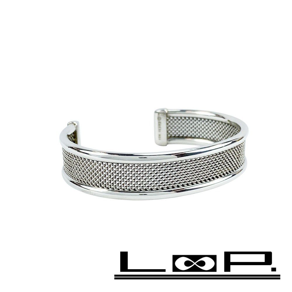 ティファニー ■美品■ メッシュ ハーフ バングル ブレスレット アクセサリー シルバー SV925 【484612】11