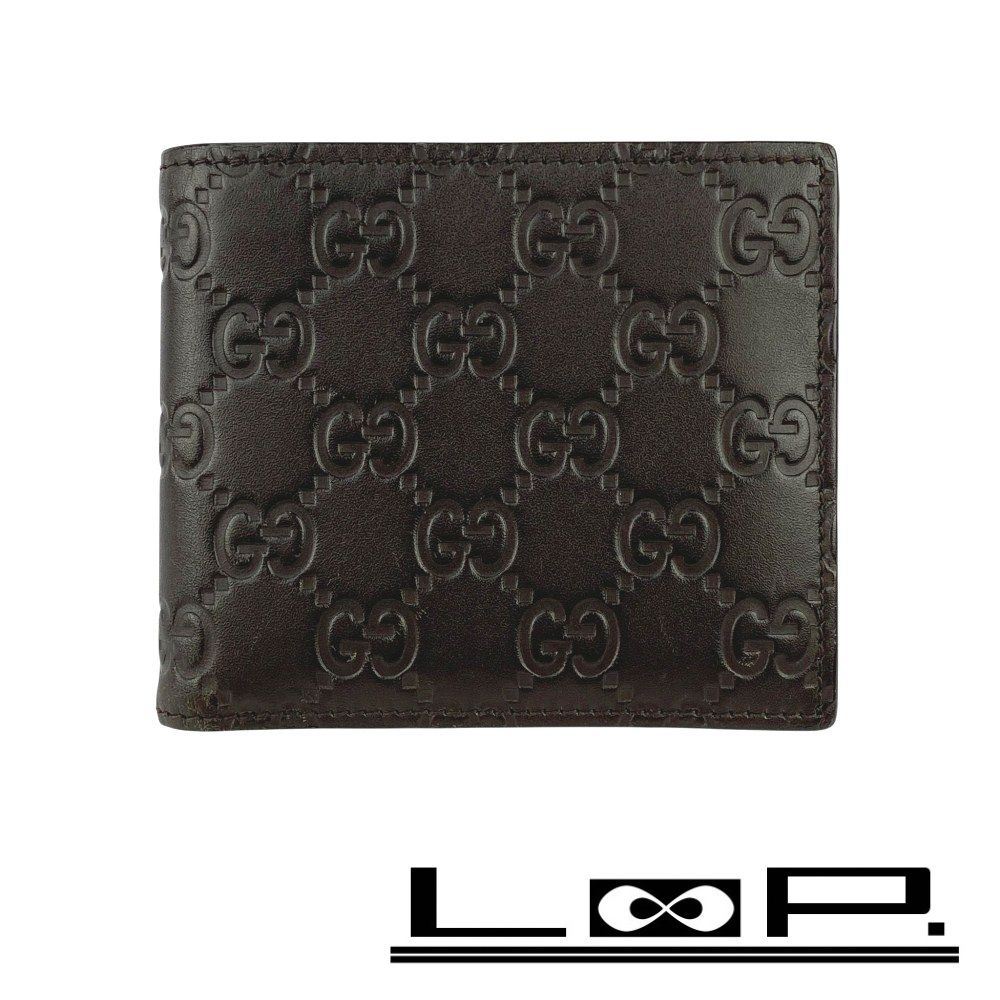 ■美品■　グッチ シマ 二つ折り 財布 ウォレット レザー ダークブラウン 箱 【485046】8 グッチ □美品□ シマ 二つ折り 財布 ウォレット レザー ダーク
