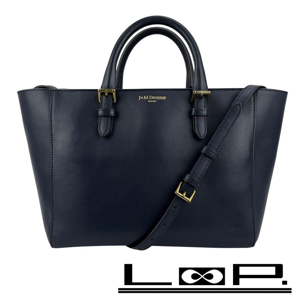 J＆Mデヴィットソン ■中古■ オリビア トート ２WAY ショルダー バッグ ファッション レザー ネイビー 【544439】10