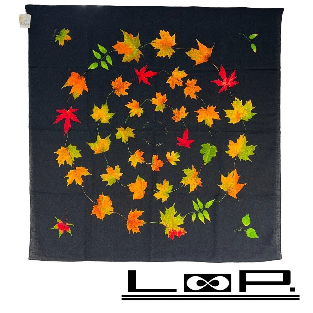 エルメス ■新同■ カレ90 紅葉 A WALK IN THE PARK ファッション スカーフ カシミヤ ブラック 箱 【467103】11