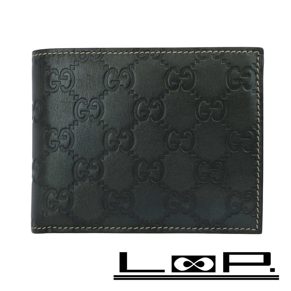 グッチ ■新同■ シマ 二つ折り 財布 ウォレット コインケース 札入れ レザー カーキ 146226【458385】10