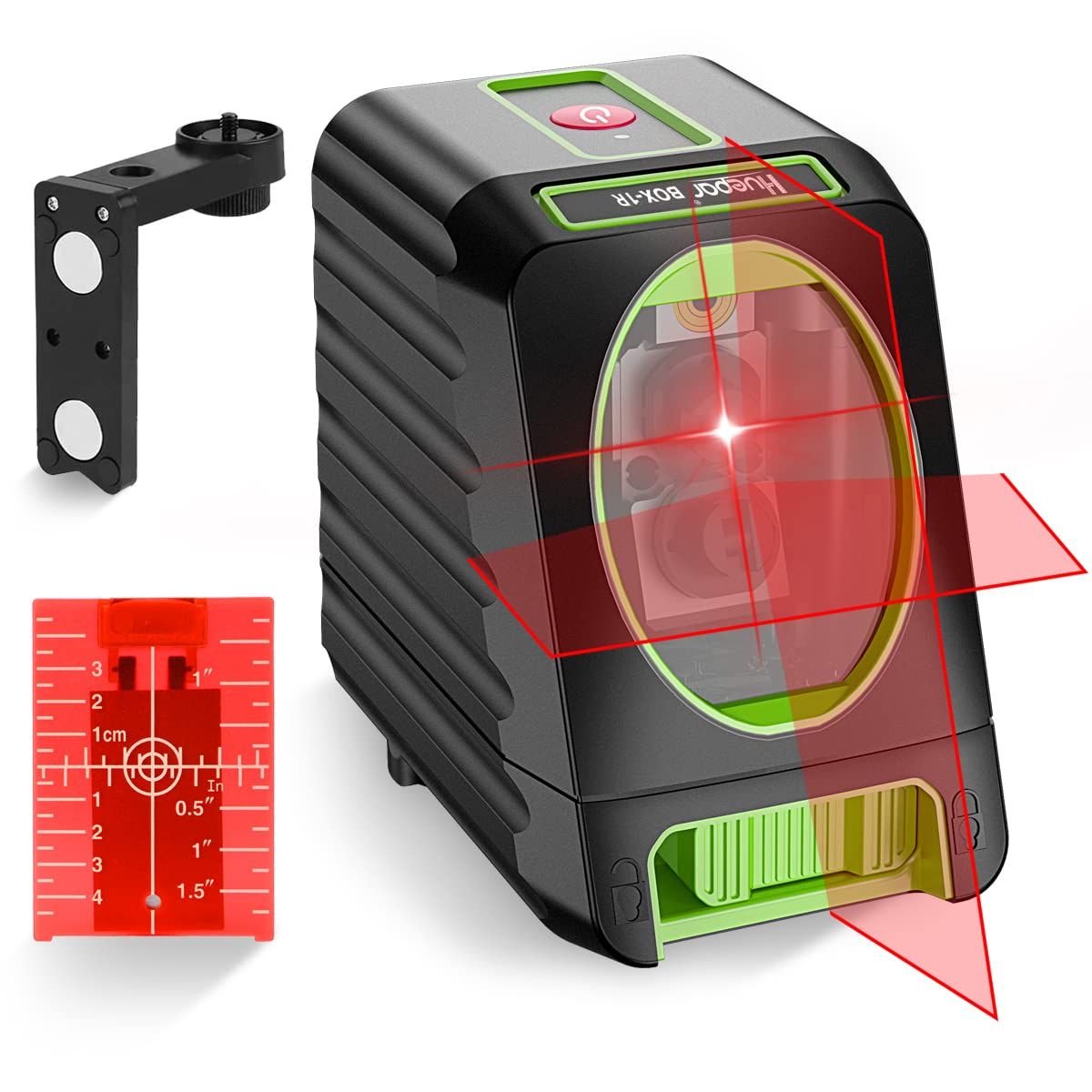 Huepar BOX-1R レーザー墨出し器 赤色 クロスライン 2ライン 高精度±2mm/10m 自動補正・傾斜モード切替 【パルス機能搭載】受光器対応 明るい場所でも作業可能 IP54防水防塵 単3電池4本仕様(長時間駆動) コンパクトミ c49247f5