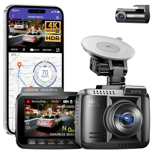 AZDOME ドライブレコーダー前後カメラ 4K+1080P 前後2カメラ GPS WIFI搭載 HDR画像補正技術 暗視機能 ADAS 128GB eMMC内蔵 2.4インチ液晶画面 24時間駐車監視 動体検知 Gセンサー 上書き録画 操作 db98e729