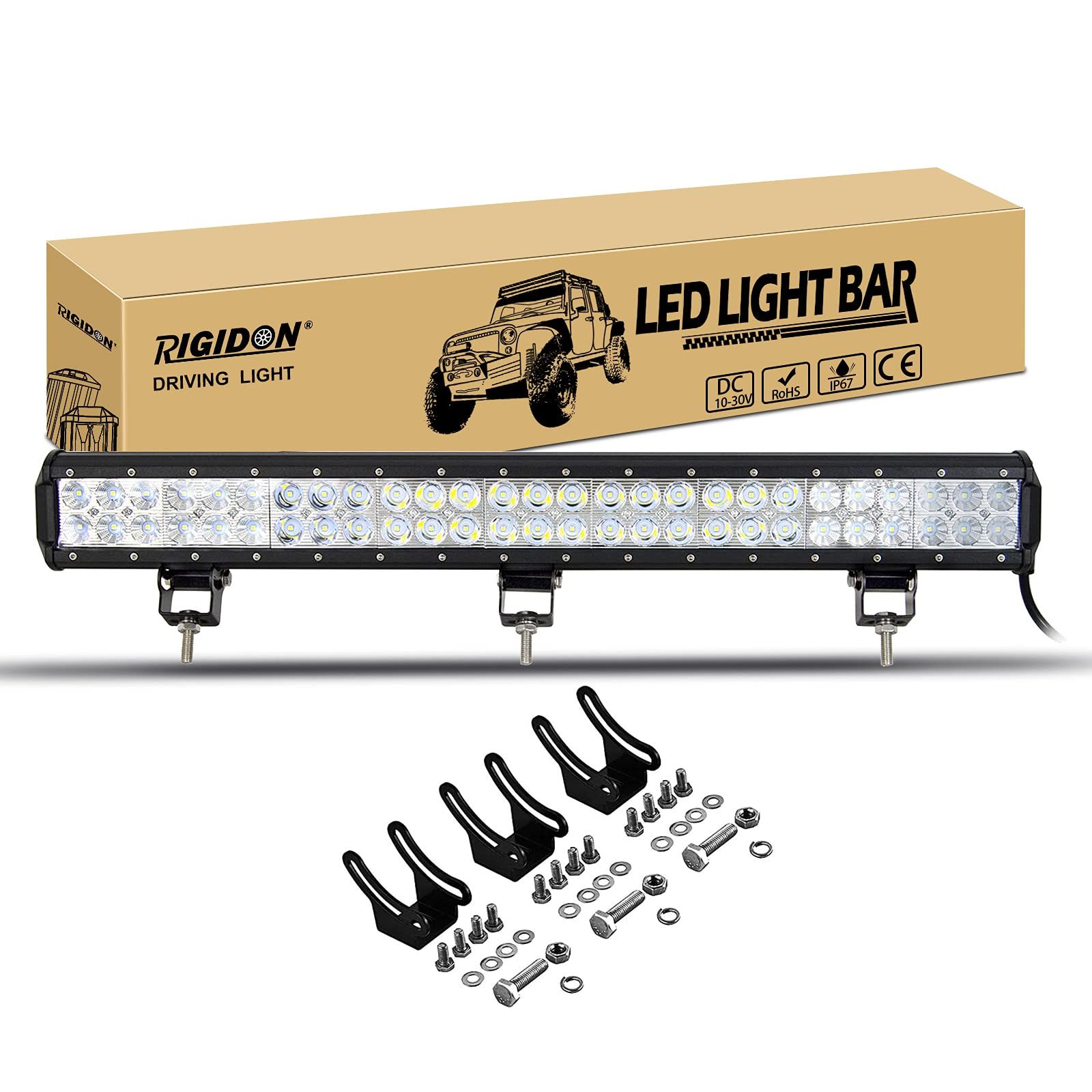 新品 RIGODON 162W 2列Ledライトバードライビングワークライトバートラック用車両ピックアップ SUV ATV UTV ボートカー4WD防水フォグランプ