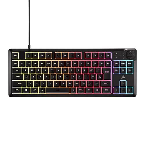 CORSAIR K55 CORE TKL RGB ゲーミングキーボード ? 8 ゾーン RGB ? テンキーレス - 専用メディアキー ? 静音性と応答性に スイッチ ? 300ml 防滴 ? ブラック CH-9216065-JP/ a2e01f06