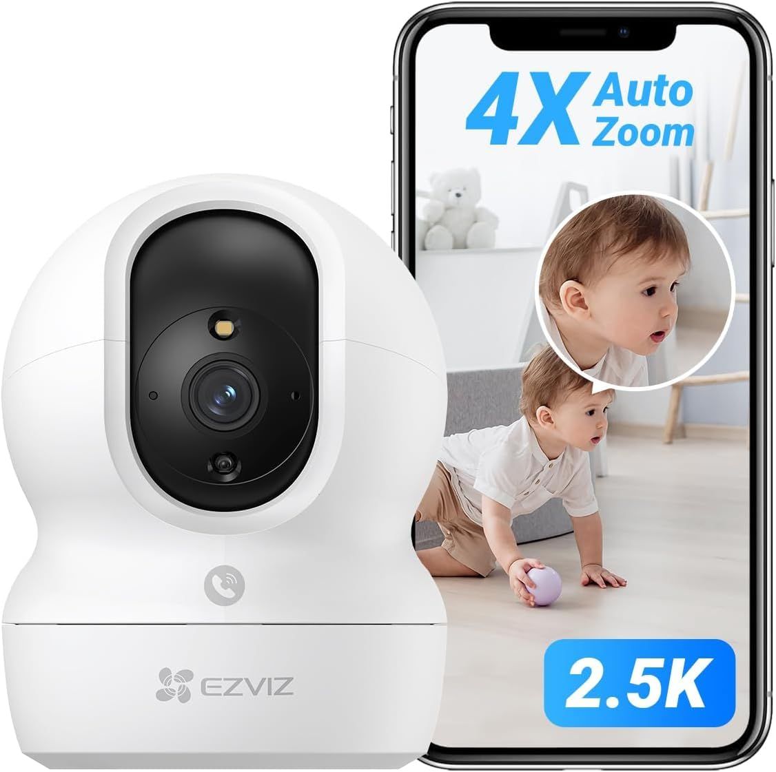 EZVIZ (イージービズ) CP1 Pro 400万画素 防犯カメラ 室内 ペットカメラ 2.4/5GHz【パンチルト/動作検知/自動追跡/夜間撮影/相互音声会話/日本語アプリ/スマホ通知/双方向会話/ベビーモニター/見守りカメラ/アプリ通 fc41b844
