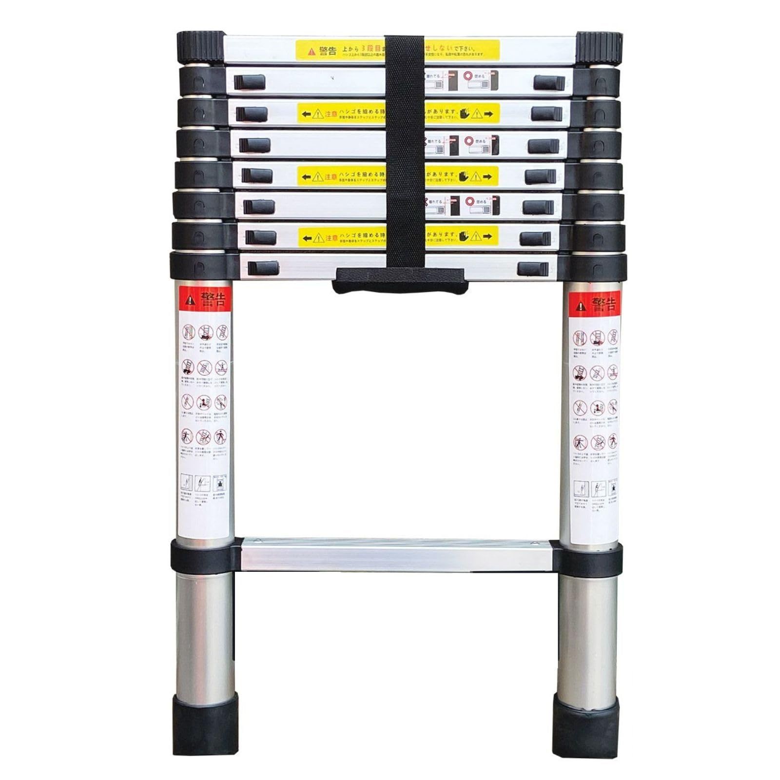 【ワンタッチロック、アルミ製】 ONE STEP 伸縮はしご 耐荷重150kg スライド式 折りたたみ 安全ロック コンパクト 多機能アルミはしご 持ち運びに便利 軽量 室内 屋外 両用 (【2.6m】)★m