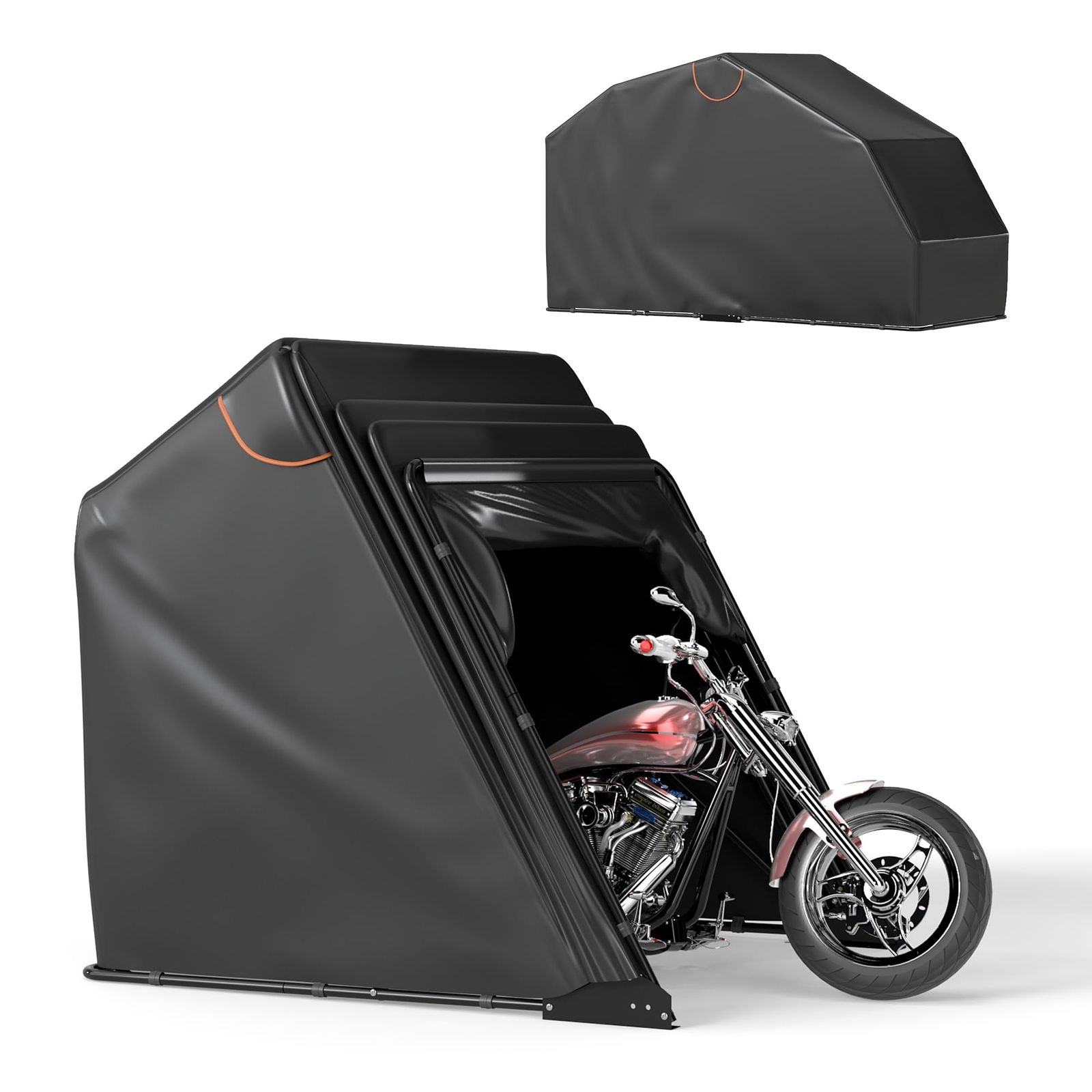 COVERONICS バイクガレージ バイクシェルター 自転車置き場 屋外 サイクルハウス サイクルポート 自転車小屋 バイク収納 防水防風防塵遮熱(ブラック 幅105×奥行270×高さ155cm)★m