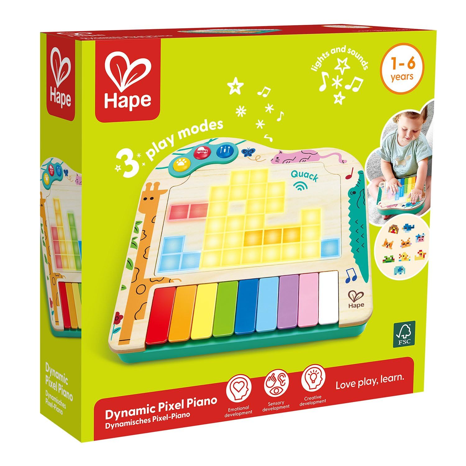 新品 Hape(ハペ) 光る！ピクセルアートピアノ E0635