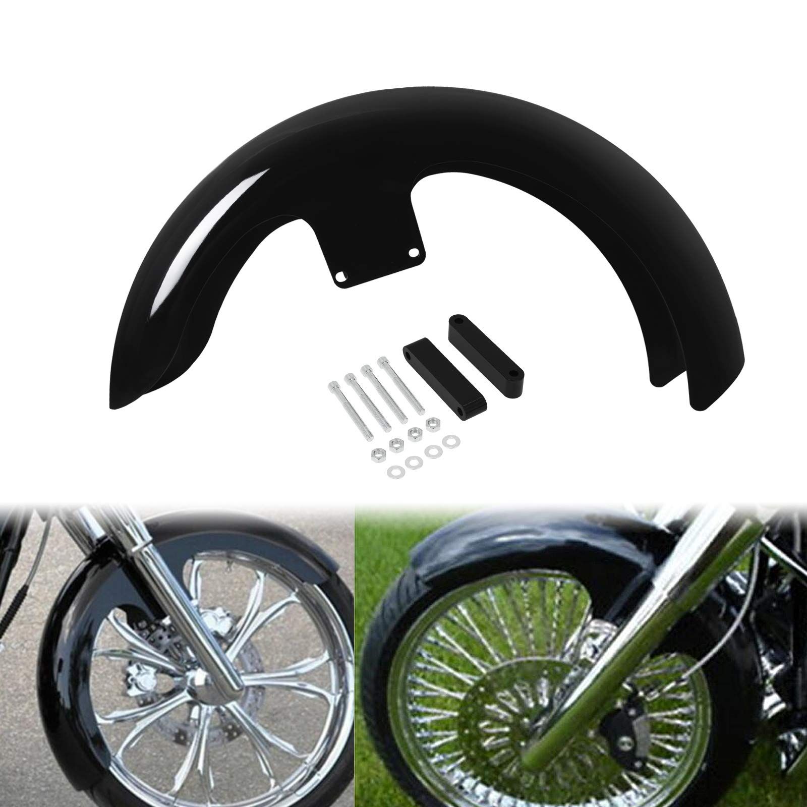 新品 HDBUBALUS バイク フロント フェンダー マッドガード 泥除け 21インチ 120 R21 タイヤフェンダーカバー ハーレー ツーリング ロードキング エレクトラグライド ストリートグライド FLHR FLHX 用 光沢ブラック