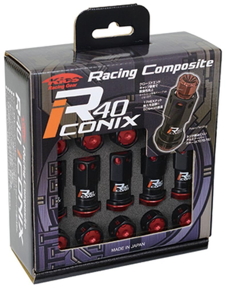 新品 KYO-EI (協永産業) ホイールナット Racing Composite R40 iCONIX 【 M12 x P1.5 】 アルミキャップ付 【 ブラック/ブラック 】 RIA-01KK