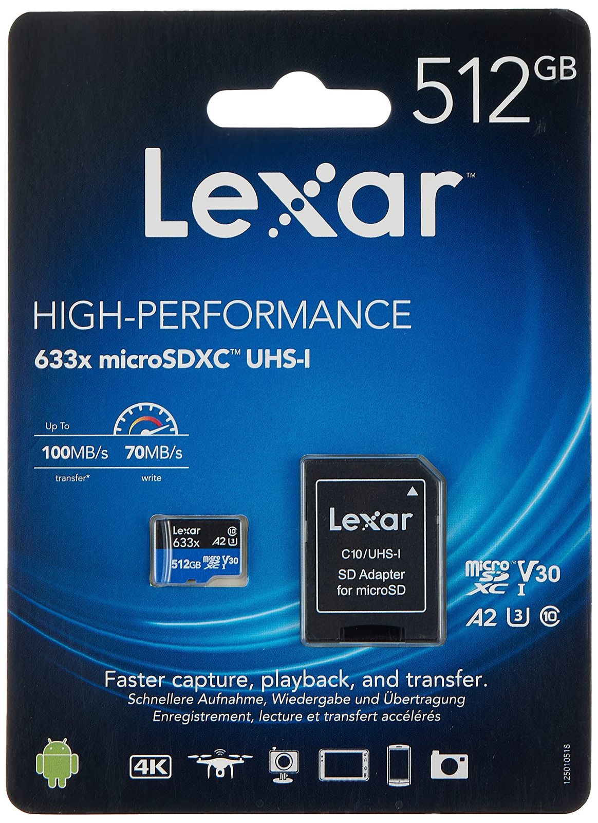 新品 Lexar microSDカード High-Performance 633x 最大読出100MB/s 最大書き込み70MB/s Nintendo Switch/ドライブレコーダー 対応 Class10 UHS-1 V30 U3 A2 SDアダプタ付 10