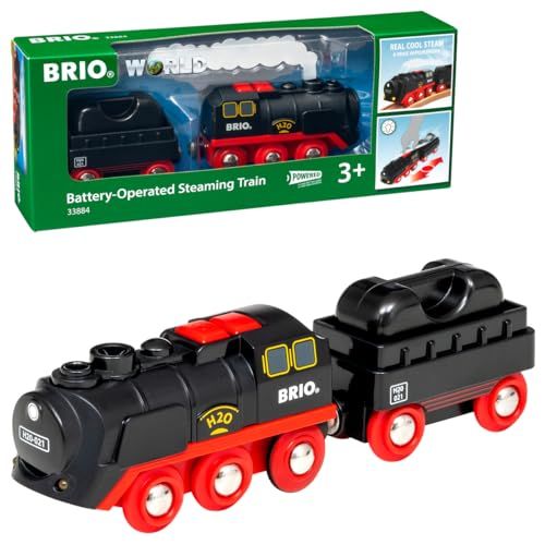 BRIO (ブリオ) 水蒸気がでる！電動きかんしゃ 「バッテリーパワースチームトレイン」 33884 対象年齢 3歳~ 【おもちゃ 玩具 木製おもちゃ 機関車 電動車両 プレゼント（誕生日/クリスマス）】e