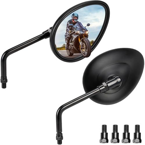 KEMIMOTO バイク ミラー 10mm 左右セット 車検対応 ショートミラー 汎用 オフロードミラー 360°調整可能 取付簡単 楕円 ホンダ/カワサキ/スズキ/モンキー/ハンターカブ/グロム/セロー/クロスカブ/MT-07/MT-09/ 9a8eb3cd
