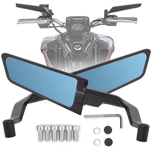 バイクミラー アップグレードされた拡大されたバックミラー ステルス ウイング 調整可能 回転 サイドミラー 防眩ブルー 左右セット 適しています対応車種 Z400 Z650 Z900 Z1000 1290 Super Duke R Evo 3 5445fbe2