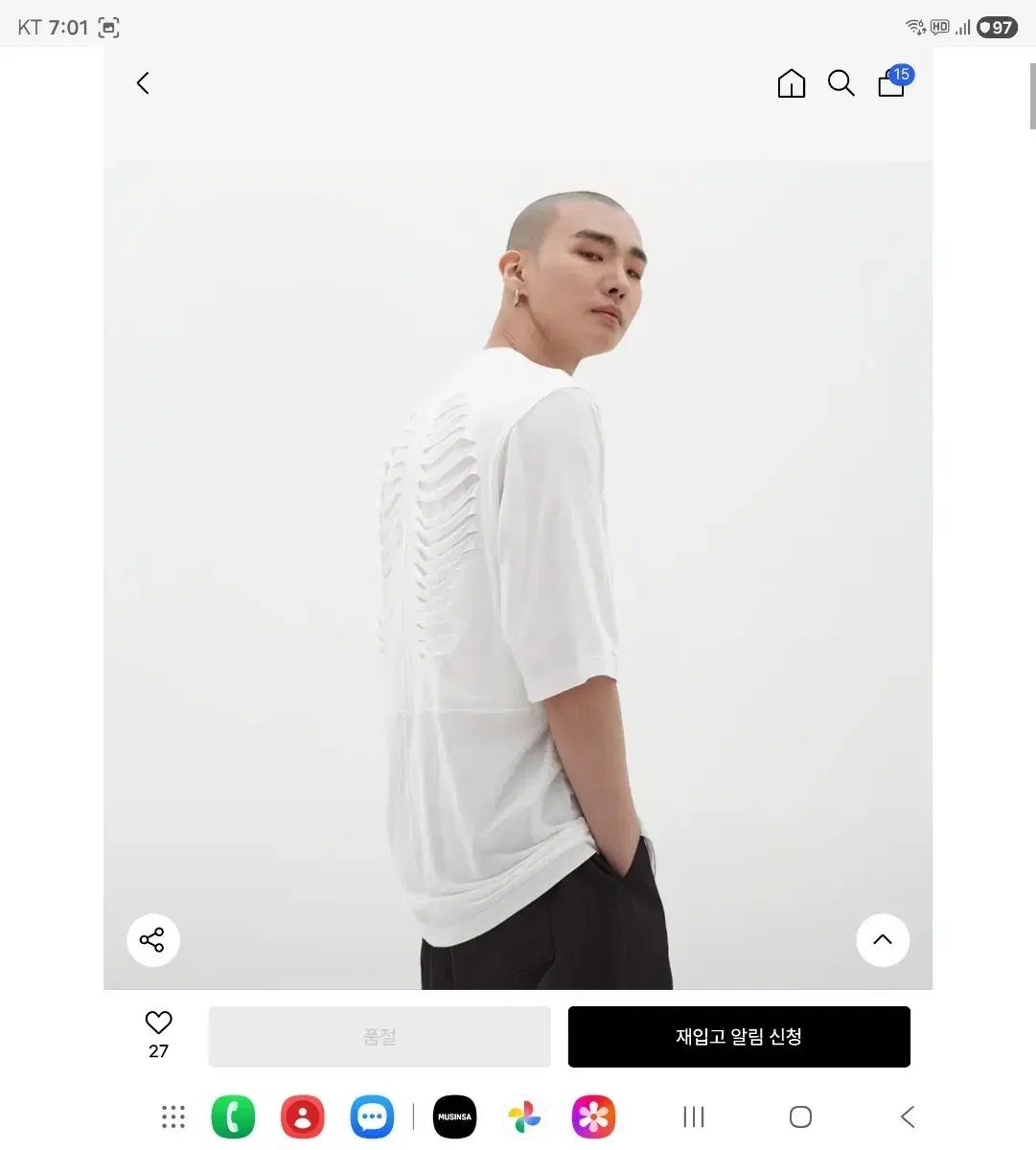 ダグナック アナトミ ダメージ フリンジ 半袖 Tシャツ (白)_ PC1TS1212(未開封)