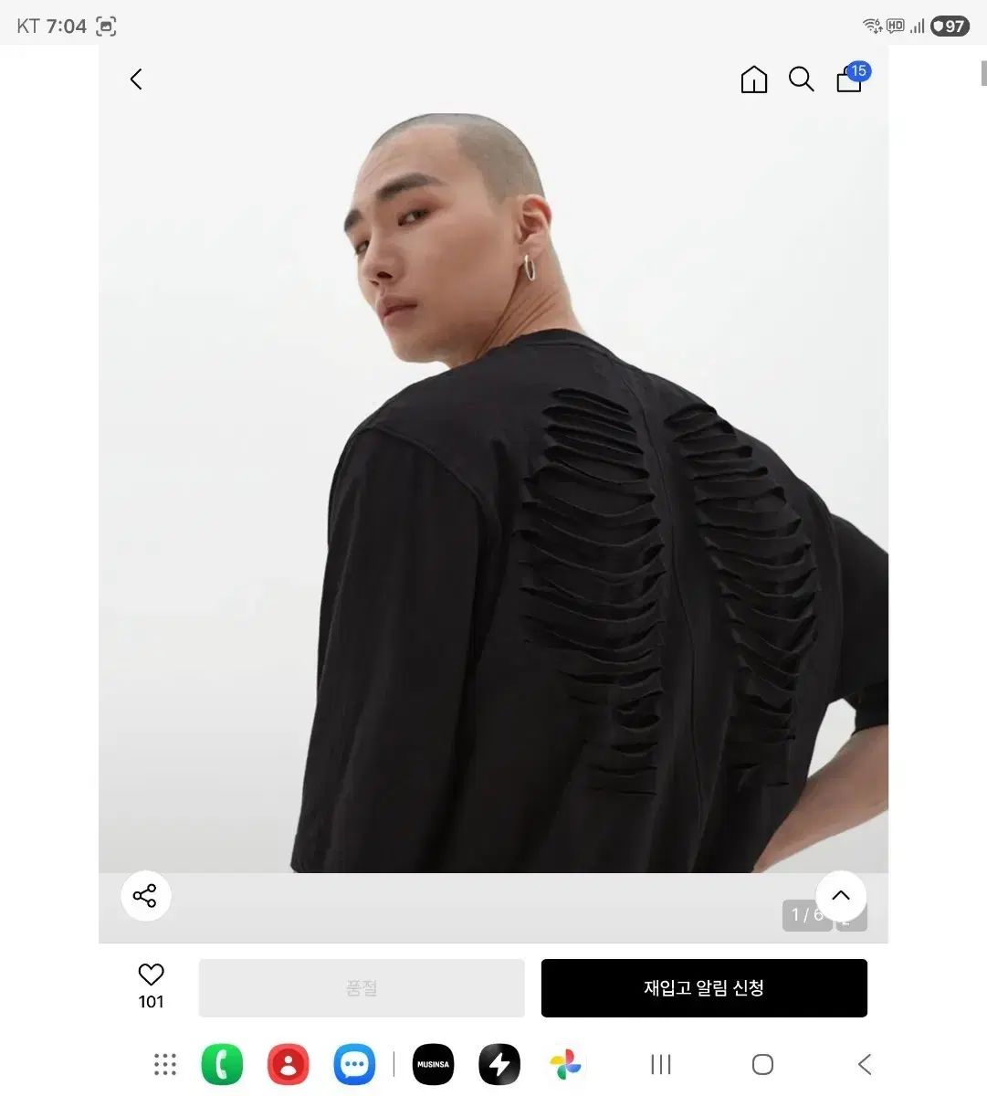 ダグナック アナトミー ダメージ フリンジ 半袖 Tシャツ (ブラック)_ PC1TS1111(未開封)