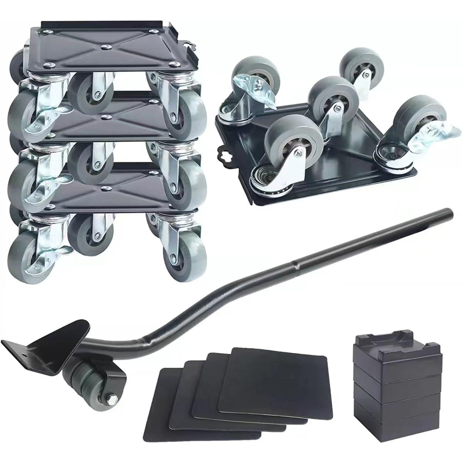 家具移動ヘルパー セット 13.5×13.5CM ミニ台車 耐荷重約1600kg 炭素鋼材製 家具移動・掃除用ラクラクキャリー 移動キャリー キャスター 360°回転 台車 高さ調節可能 スター・ リフター・ブレーキ・滑り止めパット・ 取扱説 6662dd09