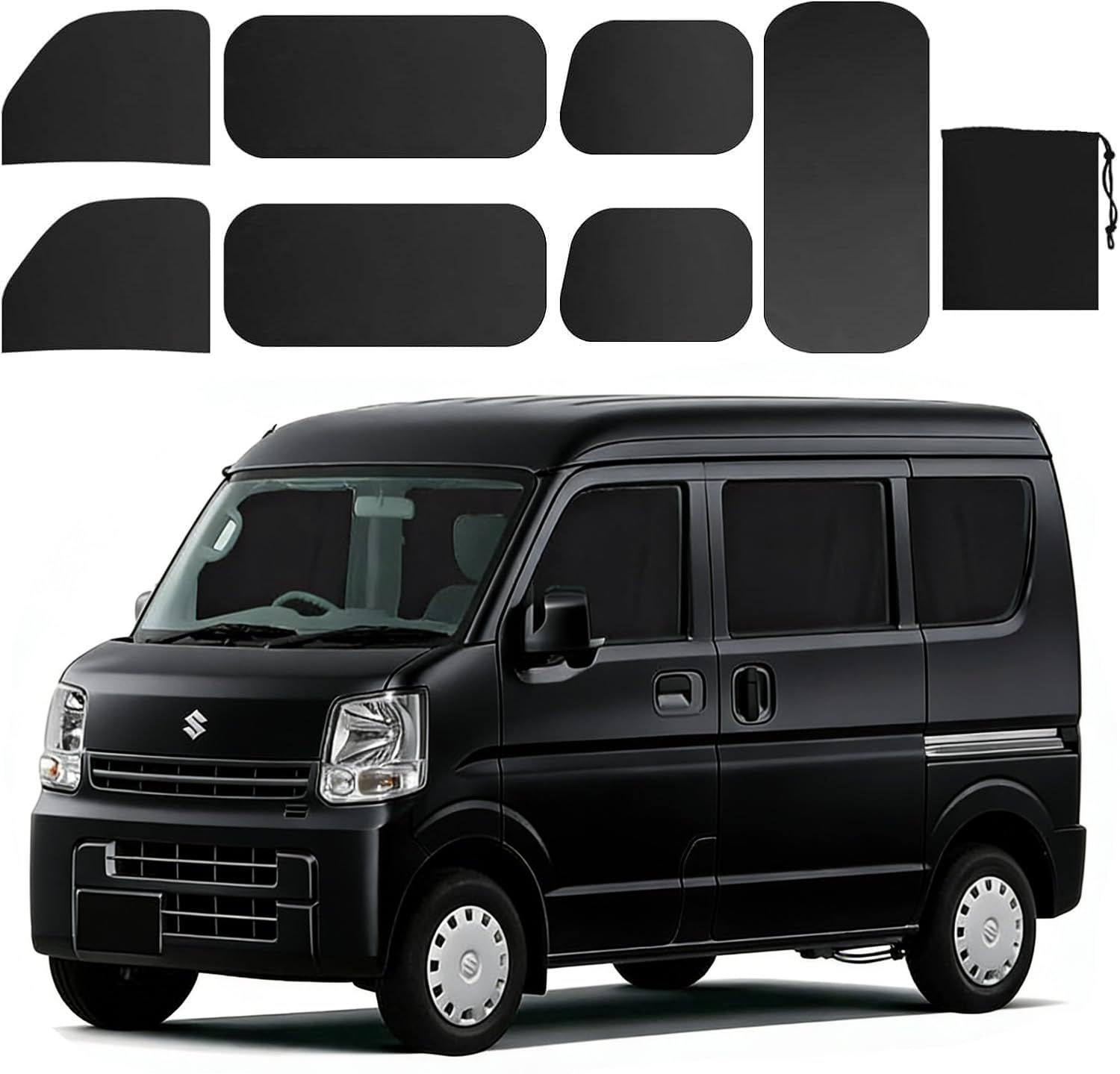 車用 カーテン スズキ エブリイ 専用 マグネット 車中泊カーテン 遮光 車種専用用品 セット カー用品 ブラック (black, 001-7p)ts 5ddd600c