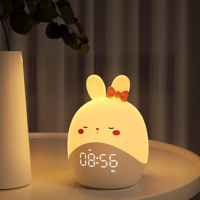 ナイトライト 目覚まし時計 ベッドサイドランプ 授乳ライト タッチセンサー 調光調色 usb充電 1500mAh大容量 柔らかいシリコン製 アラーム機能/スヌーズ機能 5つの着信音/音量調整 目に優しい 小型 持ち歩ける 子供/女性/学生 ルーム/勉強部屋★m
