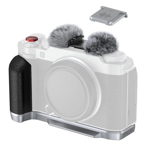 SmallRig X-M5用 L型グリップ FUJIFILM X-M5用 カメラハンドグリップ Arca用クイックリリースプレート内蔵 軽量シリコンサイドハンドル コールドシューアダプター付きウインドシールド付属 (シルバー) 4875e