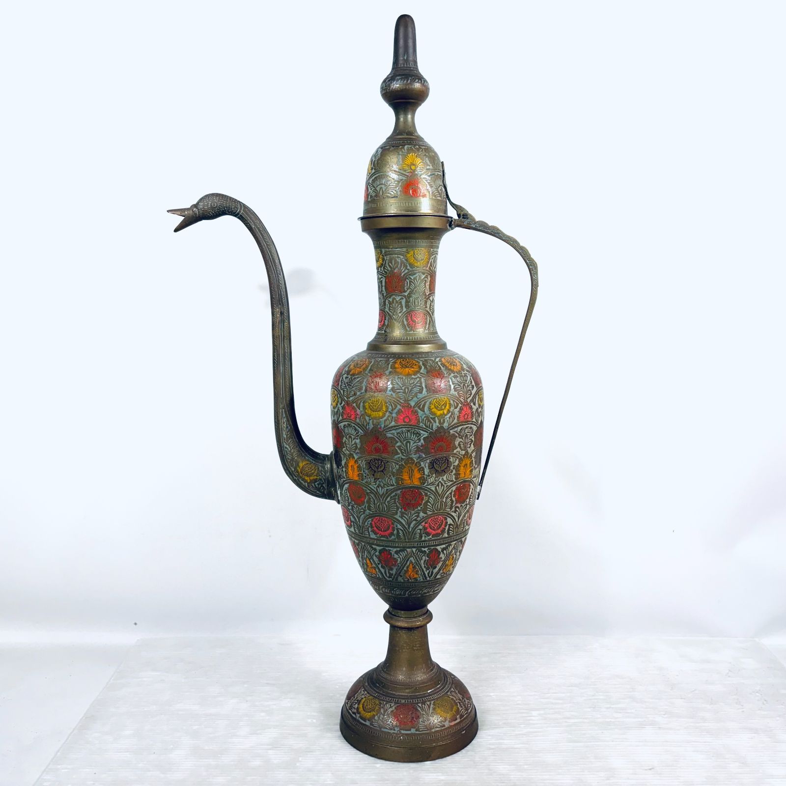 【希少品】インド 真鍮製 アンティーク水差し 珍品 高さ81cm