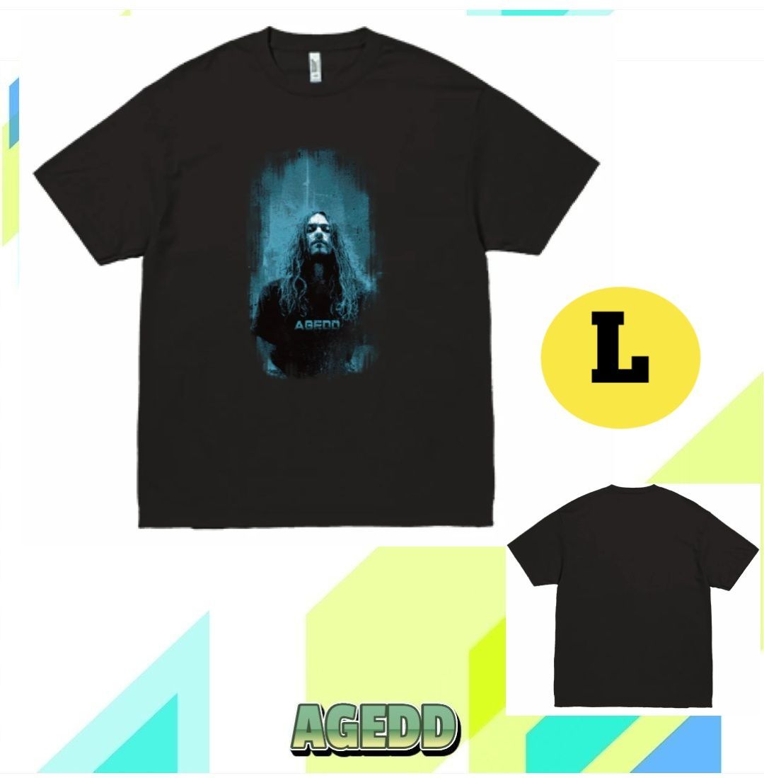 AGEDD RITUAL ブルーTシャツ トップス 半袖 ブラック サイズL