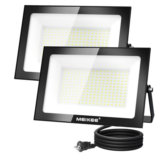 MEIKEE【100W 超薄型 2個セット】LED投光器 作業灯 超高輝度 昼光色 6500K 10000LM 省エネ 豪雨対応 IP66防水 1000w相当 5万時間点灯可能 13年間耐久度 省エネ 120°広角 看板灯 駐車場 ガレージ 5d597d54