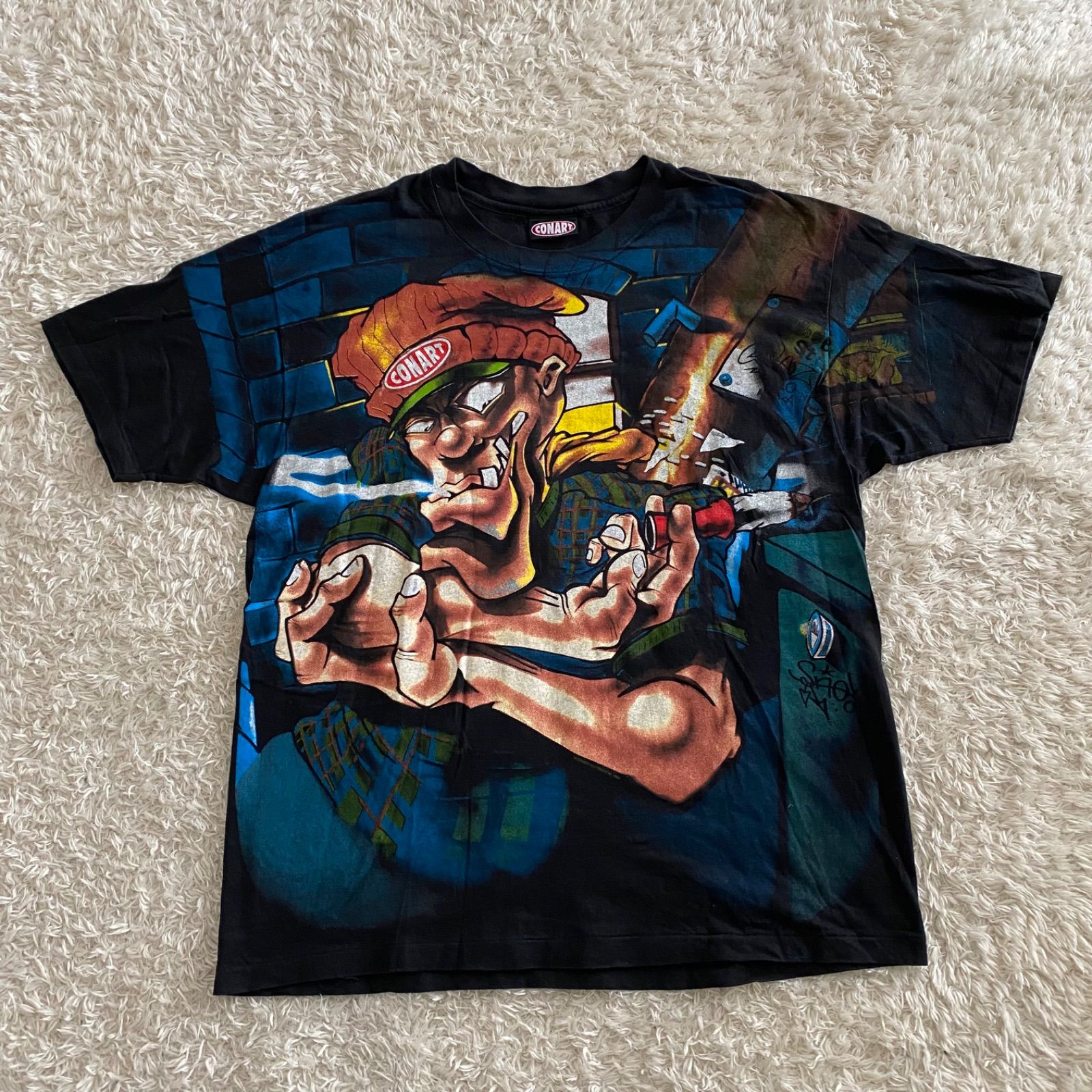 ほぼデット！90s CONART 両面グラフィックプリントTシャツ 1993年製 
