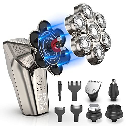 【新品】スキンヘッド用シェーバー 126枚刃 磁気式 スキンヘッド シェーバー 3速調整 ひげそり 坊主頭用 LEDディスプレイ付き バリカン 鼻毛トリマー (USB充電ケーブル付き&日本語説明書） 21fda520
