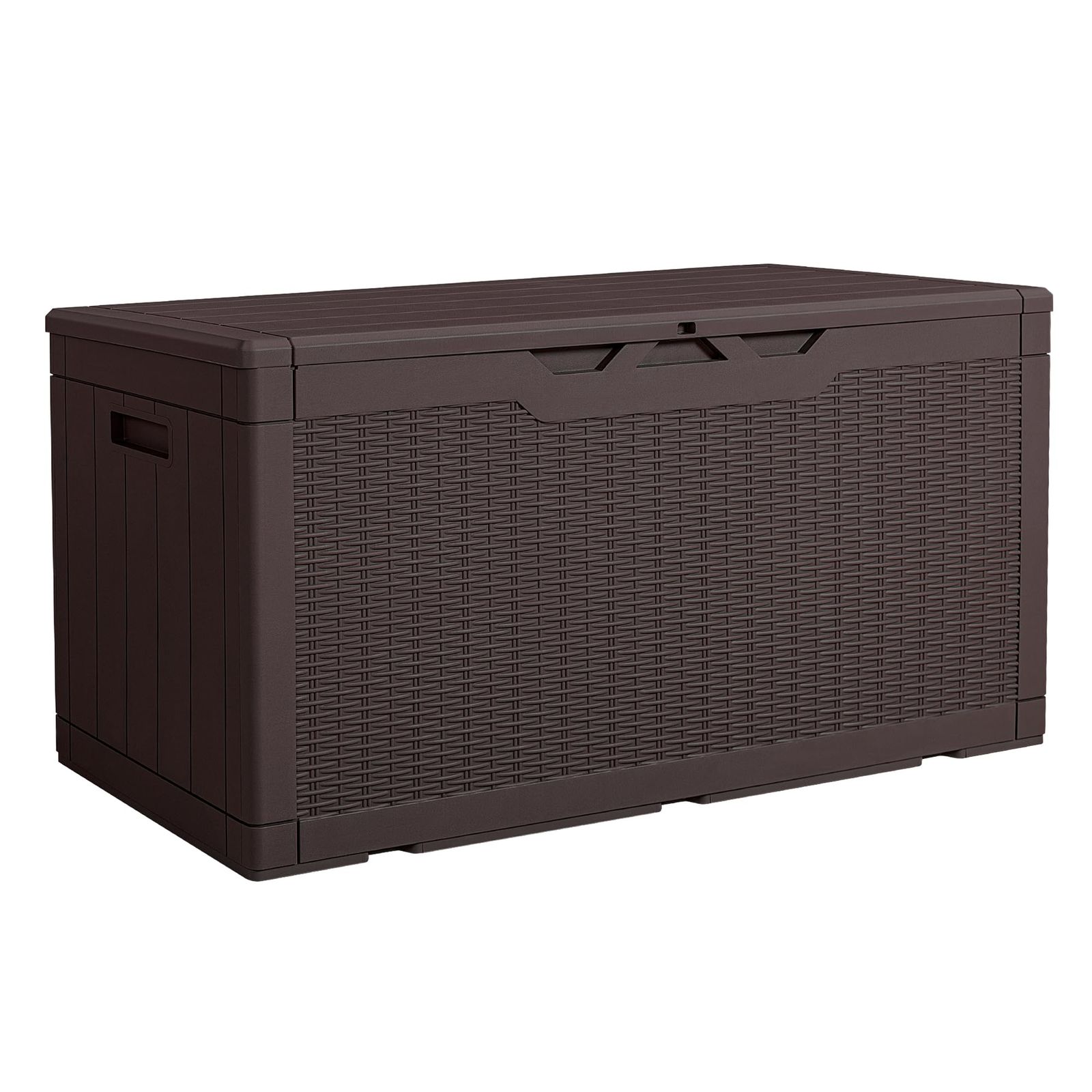 Alebert 物置 収納庫 屋外 防水 耐候 380Ｌ大容量 幅123*奥行57*高さ62cm ベランダ収納 大型物置 倉庫 ベランダストッカー 屋外収納 ガーデン収納 ベンチ コンテナ ガーデン/庭/ベランダ 収納 大容量 おしゃれ (茶色, 380L)e
