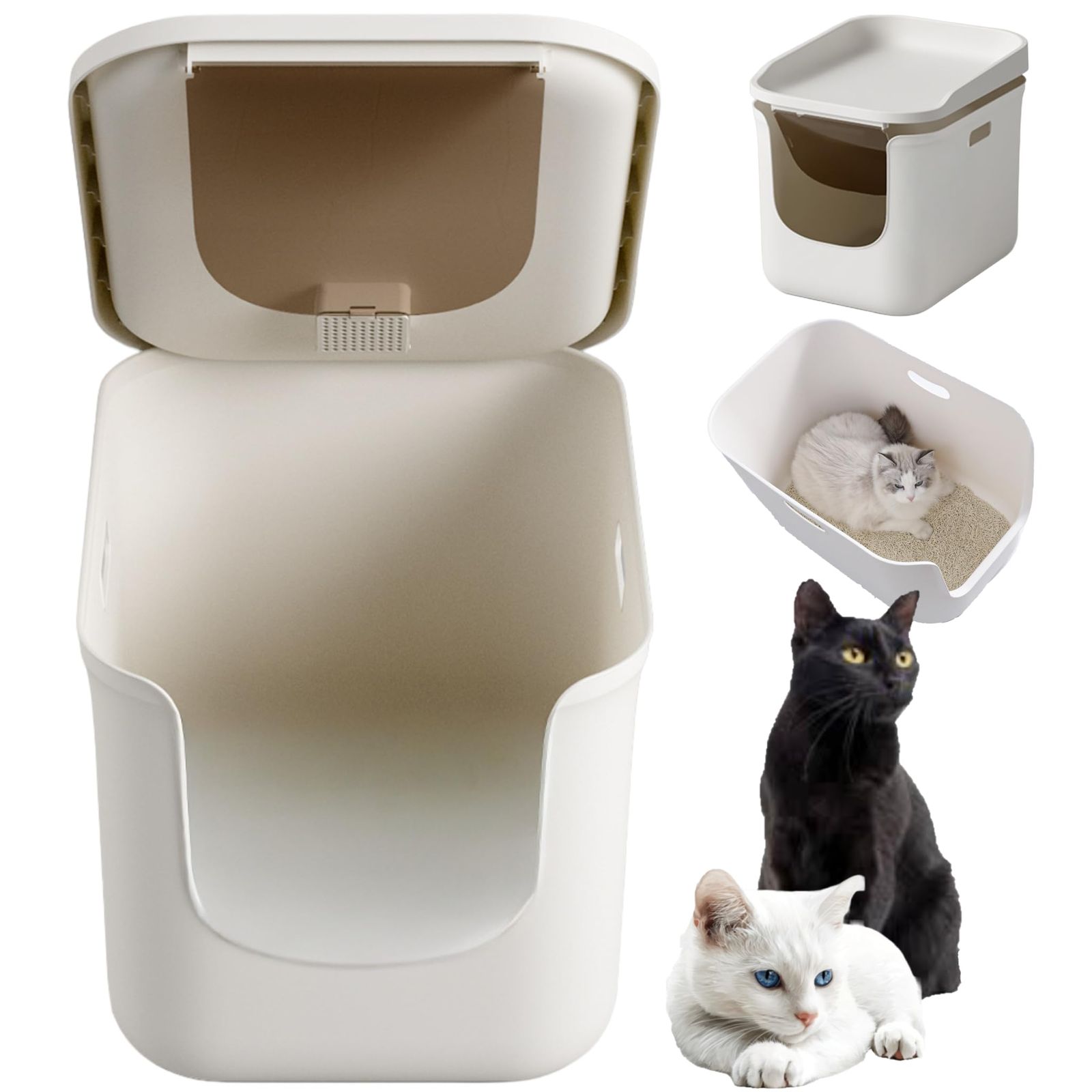 Cat's Eye 猫 トイレ 大型 白色 オシャレ かわいい シンプル (XL 蓋付)e