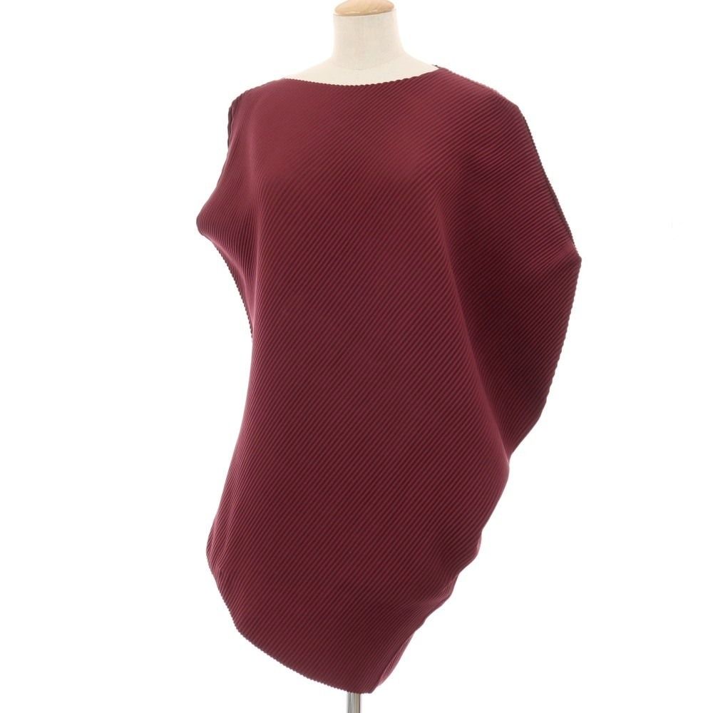 【中古】プリーツプリーズ PLEATS PLEASE ポリエステル プリーツ 変形 チュニック ボルドー【サイズ3】【レディース】