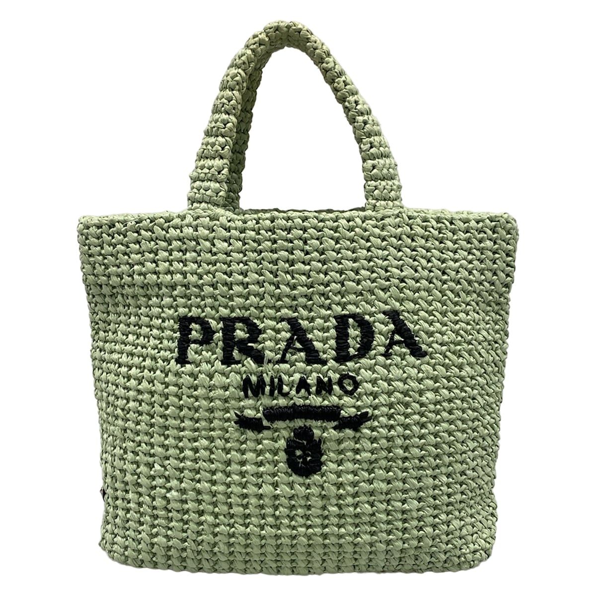 PRADA(プラダ) トートバッグ スモール クロシェ トートバッグ 1BG422 ライトグリーン×黒