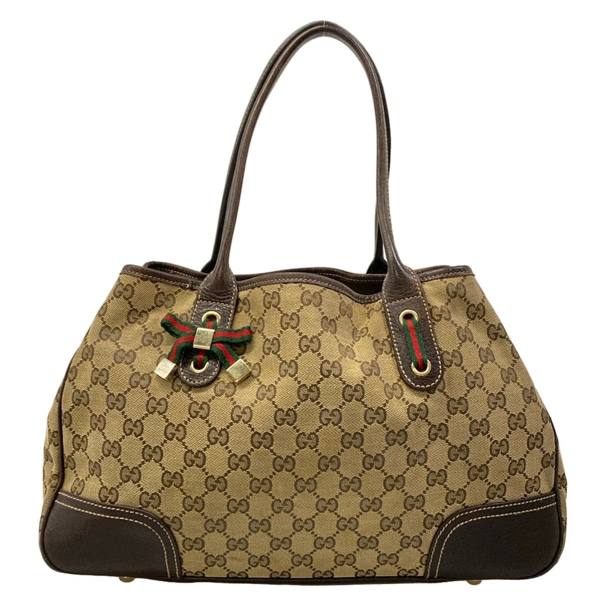 GUCCI(グッチ) トートバッグ - 163805 ベージュ×ダークブラウン レザー