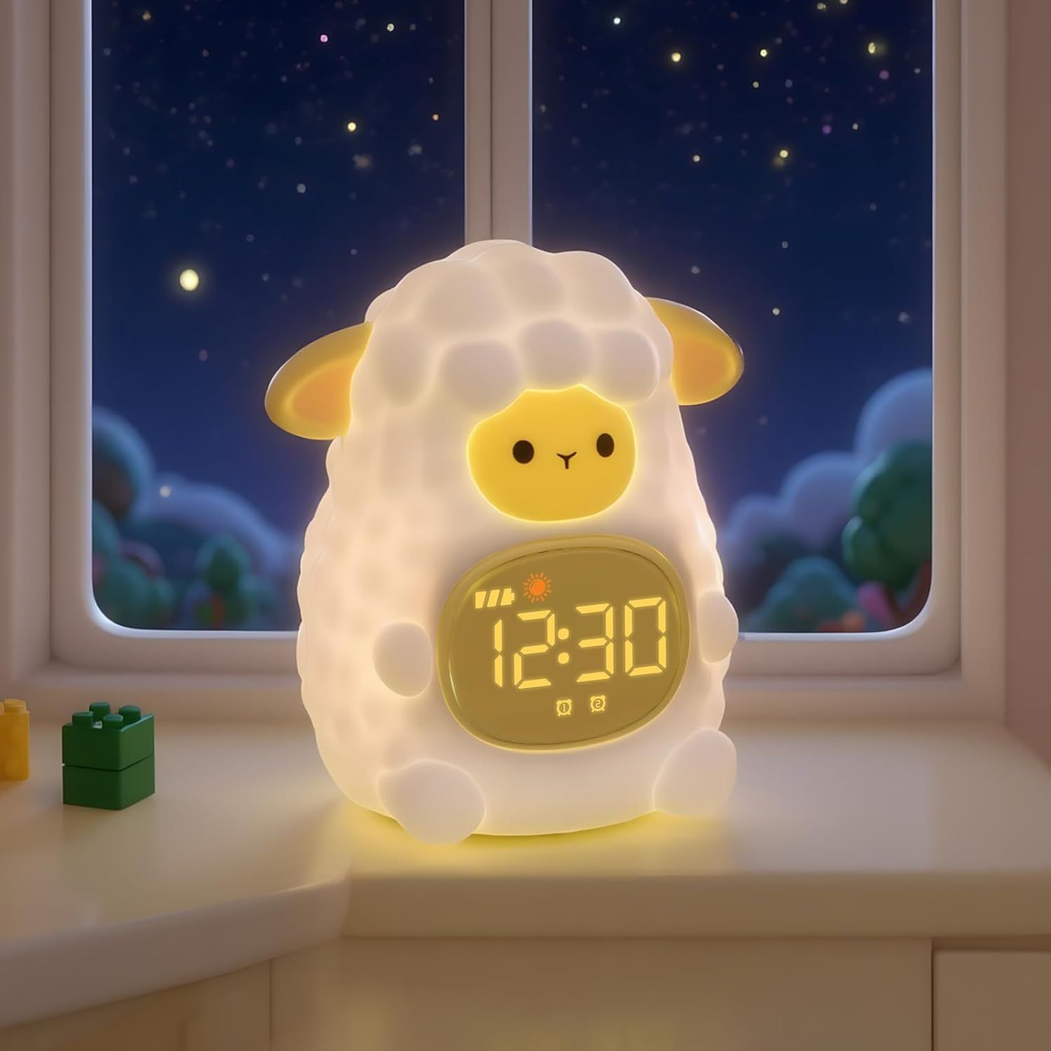 子供のヒツジの夜ライト目覚まし時計 目覚まし時計 子供 再充電可能なシリコーンランプ 授乳ライト かわいい動物の卓上スタンド 男の子および女の子のための完全な睡眠のパートナー(ヒツジ) 国内発送 a6f1b176 4,519円