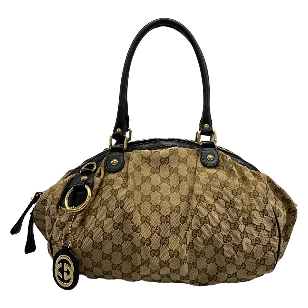 GUCCI(グッチ) ハンドバッグ - 223974 ベージュ×ダークブラウン レザー