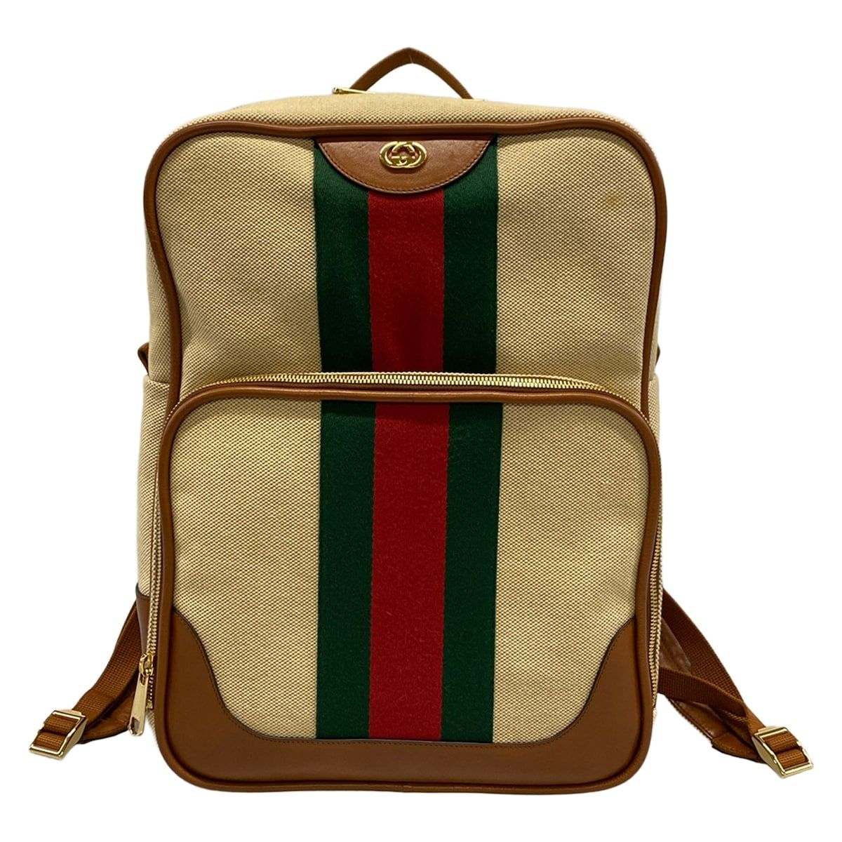 GUCCI(グッチ) リュックサック シェリー(ウェブ),インターロッキングG 575063 ベージュ×ブラウン×マルチ レザー