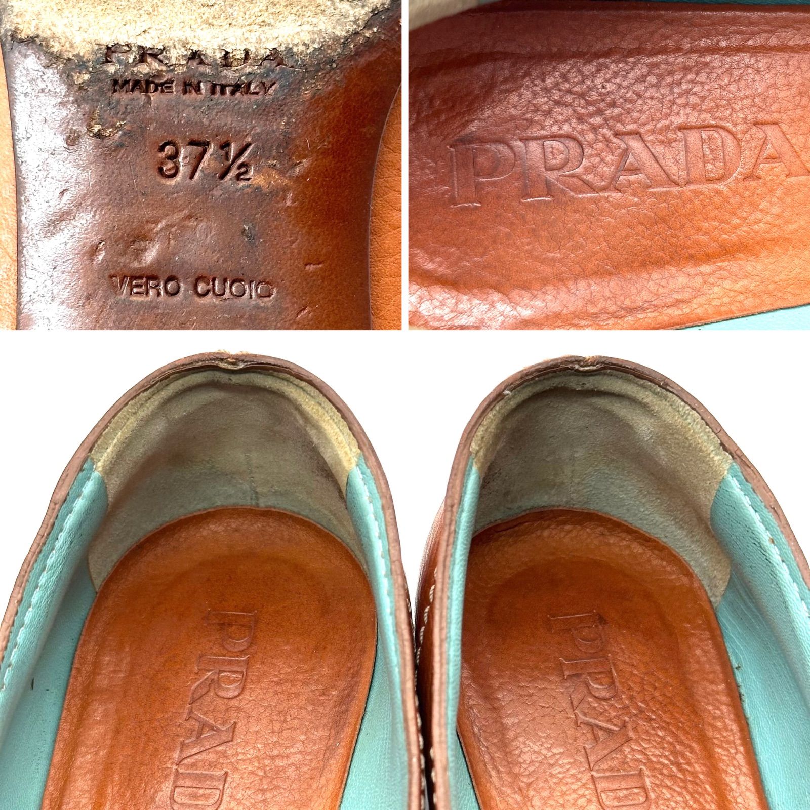 B5442】 PRADA プラダ ローファー パンプス レザー エナメル スクエア 